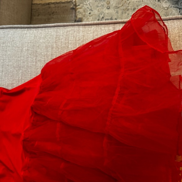 Women’s 3 Layered Tutu Skirt / High Waist Cocktail Petticoat Hoop Skirt (Red) - Picture 4 of 11
